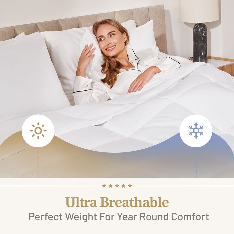Lavish Comforts Down Alternative Comforter Queen Size - Fluffy Duvet Insert - Puffy Premium All Season Winter - Luxury Breathable Hotel Plush Comforter - Queen, White, 86x86 inches - Eco-Compressed Packing - Image 4